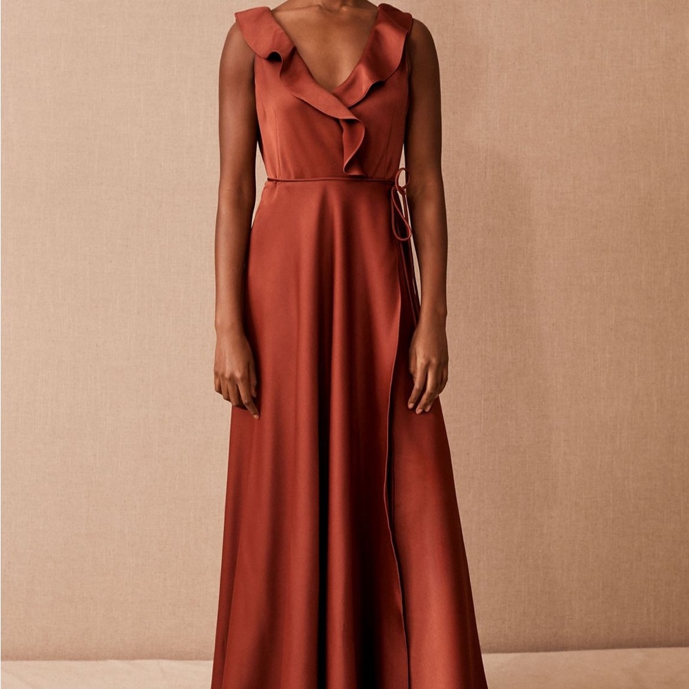 BHLDN Terracotta Ruffle Maxi Dress Size Small/4